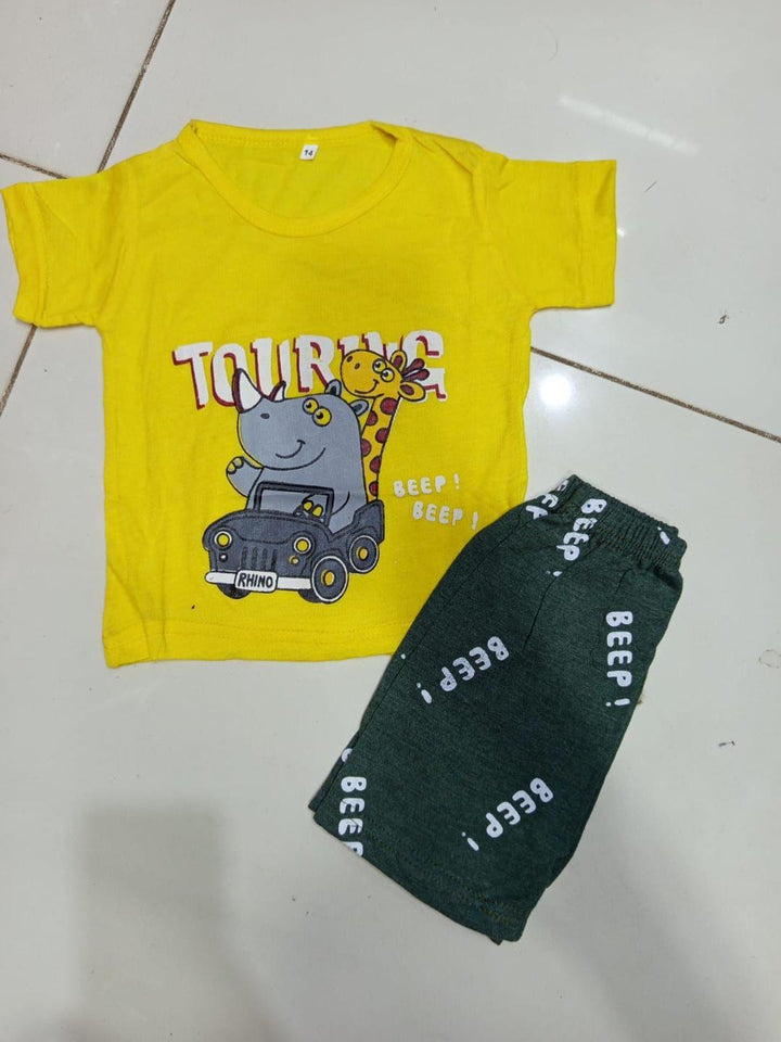 Product Name: Cotton Jersey Boy's Printed Shirt And Shorts Set - 2 Pcs for Ages 1-5