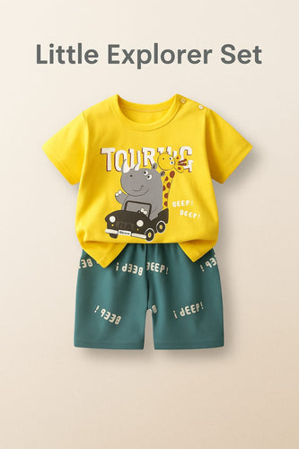 Product Name: Cotton Jersey Boy's Printed Shirt And Shorts Set - 2 Pcs for Ages 1-5