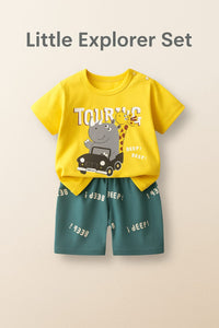 Product Name: Cotton Jersey Boy's Printed Shirt And Shorts Set - 2 Pcs for Ages 1-5