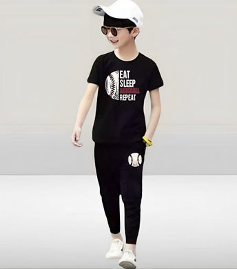Product Name: Stylish Boy's Tracksuit Set - 2 Pcs Micro Printed Outfit