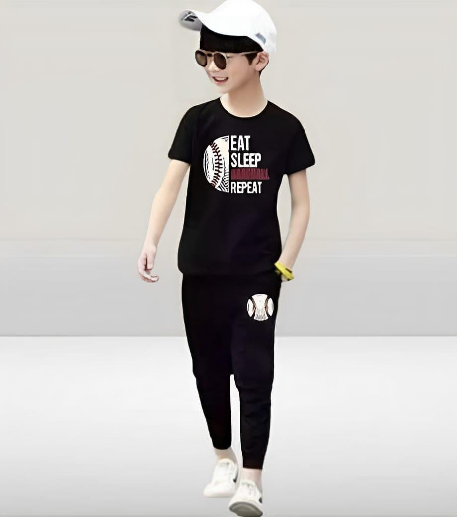 Product Name: Stylish Boy's Tracksuit Set - 2 Pcs Micro Printed Outfit