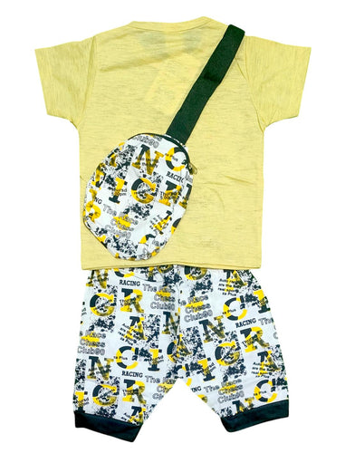 Product Name: 3 Pcs Boy's Blended Printed Knicker And Shirt Set