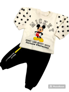 Product Name: 2 Pcs Baby Boy's Stitched Fleece Printed T-Shirt And Trouser Set