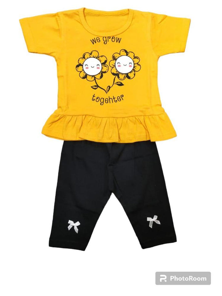 2 Pcs Girl Kid's Frock And Trouser Set
