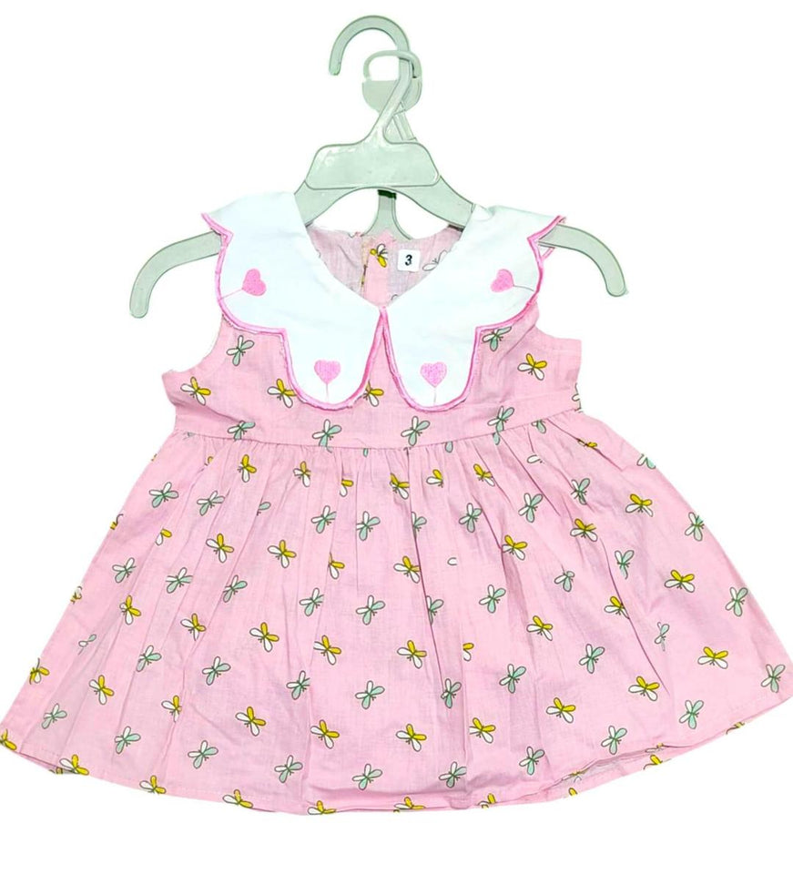 Charming Printed Cotton Frock for Baby Girls - 2 Pcs