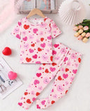2 Pcs Girl's Stitched Cotton Jersey Printed Night Suit