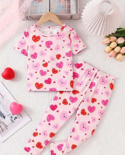2 Pcs Girl's Stitched Cotton Jersey Printed Night Suit